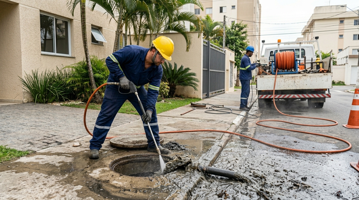Hidrojateamento com jato de alta pressão em Uberaba-MG